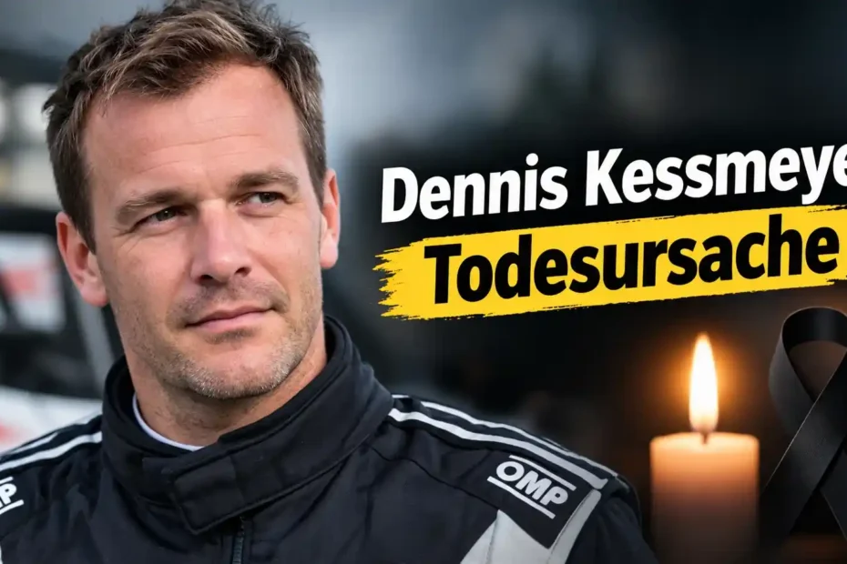 Dennis Kessmeyer in Rennanzug Portrait mit Kerze und Trauerband Todesursache